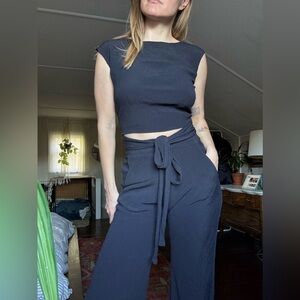 Black Wrap Top and Pants Set